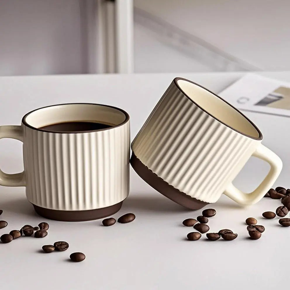 Simple vertical striped coffee cup 8oz Cupajooy