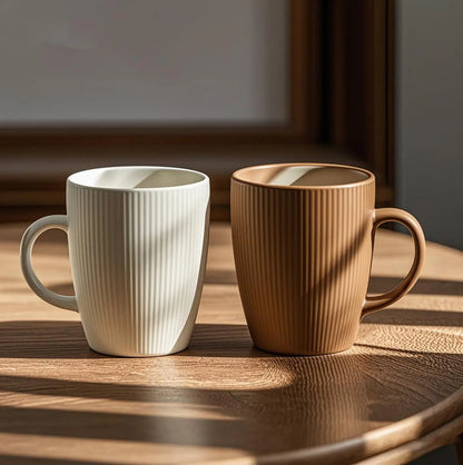 Vertical striped texture ceramic mug 10oz Cupajooy