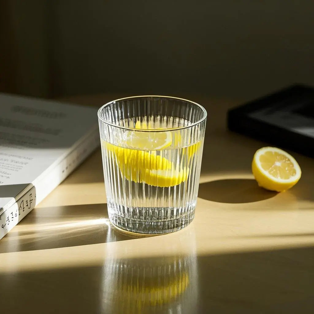 Classic and simple striped glass cups 6.7oz Cupajooy