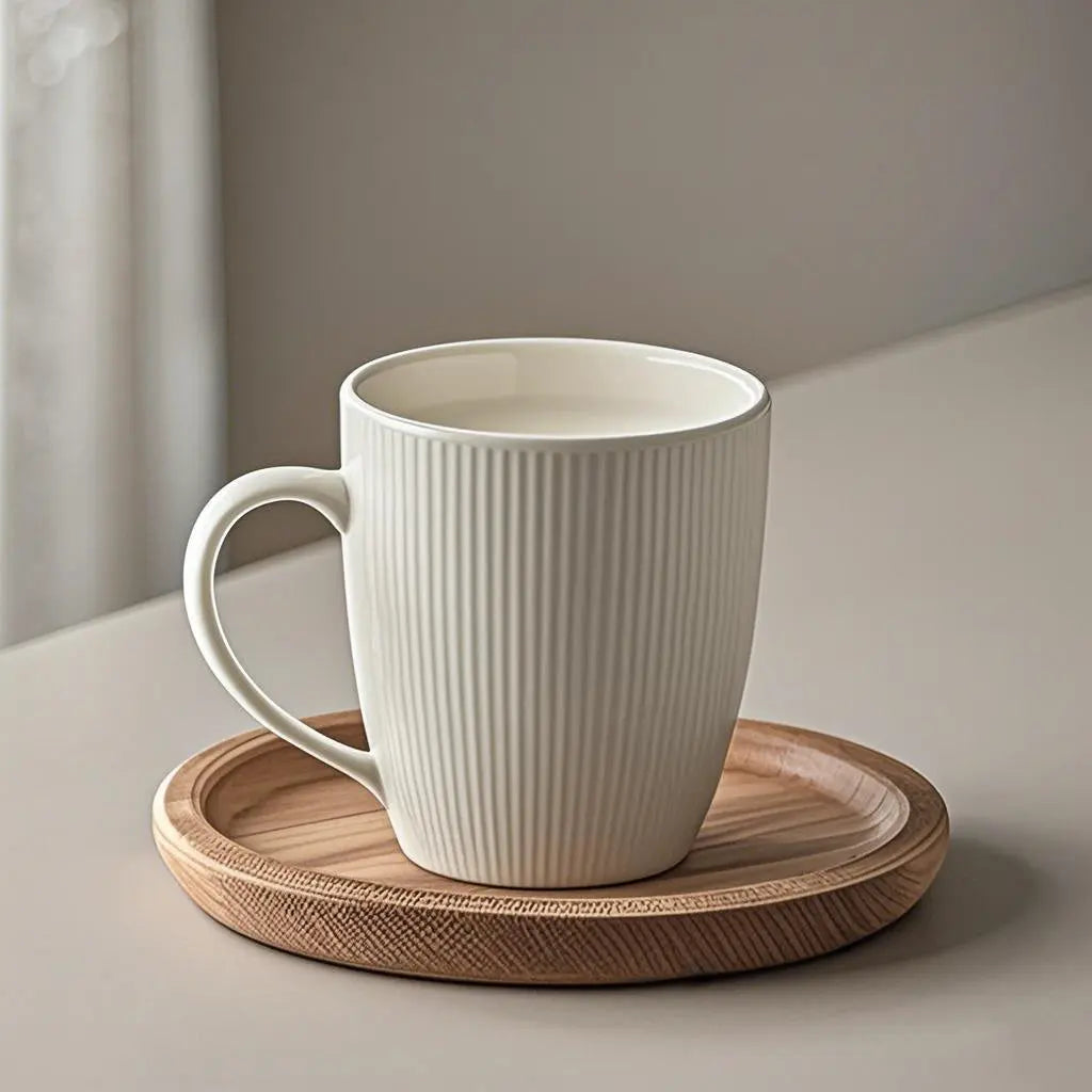 Vertical striped texture ceramic mug 10oz Cupajooy